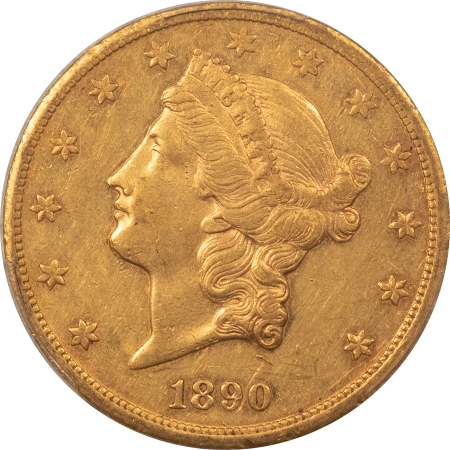 $20 1890-CC $20 LIBERTY GOLD, PCGS AU-53, MUCH REMAINING LUSTER-ATTRACTIVE!
