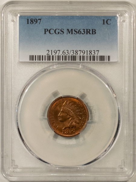 Indian 1897 INDIAN CENT – PCGS MS-63 RB, CHOICE & PREMIUM QUALITY!