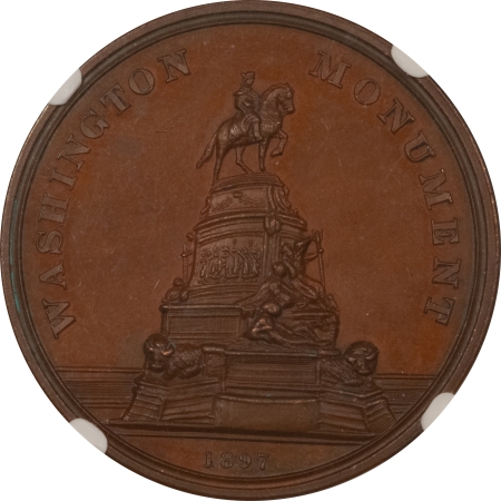 Exonumia 1897 WASHINGTON MONUMENT MEDAL, MORGAN SERIES, BRONZE, B-U-324, NGC MS-64 BN!