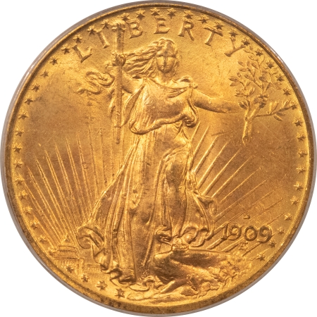 $20 1909-D $20 ST GAUDENS GOLD DOUBLE EAGLE PCGS MS-63 OGH, LOW MINTAGE, FRESH, PQ!
