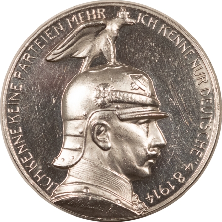 Other Numismatics 1914 GERMANY WILHELM II REICHSTAG SPEECH SILVER PROPOGANDA MEDAL, 34mm-CH PROOF!