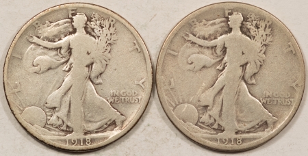 New Store Items 1918-D, 1918-S WALKING LIBERTY HALF DOLLARS LOT/2-PLEASING CIRCULATED EXAMPLES!