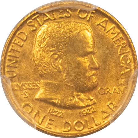 Gold 1922 $1 GRANT GOLD COMMEMORATIVE WITH STAR – PCGS MS-63, CHOICE!