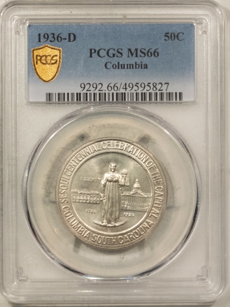 New Certified Coins 1936-D COLUMBIA COMMEMORATIVE HALF DOLLAR – PCGS MS-66, WHITE!