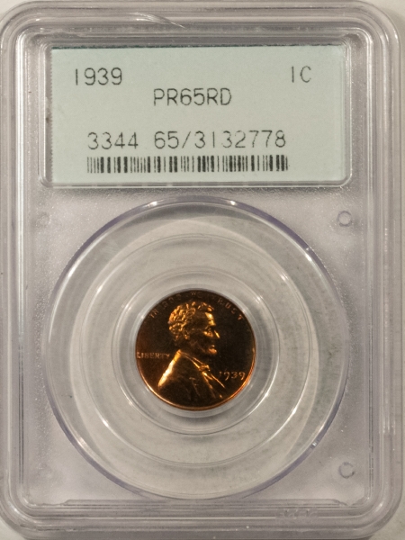 Lincoln Cents (Wheat) 1939 PROOF LINCOLN CENT – PCGS PR-65 RD, 2 PIECE RATTLER & PREMIUM QUALITY!