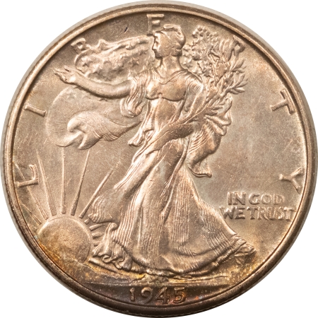 New Store Items 1945-S WALKING LIBERTY HALF DOLLAR – ORIGINAL FLASHY, ABOUT UNCIRCULATED/UNC!