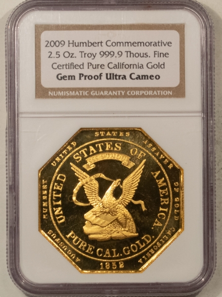 American Gold Eagles, Buffaloes, & Liberty Series 2009 HUMBERT 2.5OZ .9999 GOLD COMMEMORATIVE RESTRIKE CAL GOLD NGC GEM PROOF UCAM