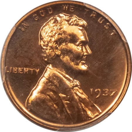 CAC Approved Coins 1937 PROOF LINCOLN CENT – PCGS PR-66 RD, A HEADLIGHT! CAC APPROVED!