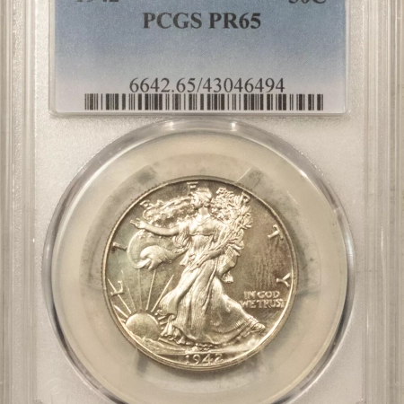 U.S. Certified Coins 1942 PROOF WALKING LIBERTY HALF DOLLAR – PCGS PR-65, FRESH GEM!