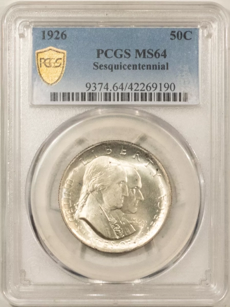 Silver 1926 SESQUICENTENNIAL COMMEMORATIVE HALF DOLLAR – PCGS MS-64, PREMIUM QUALITY++!