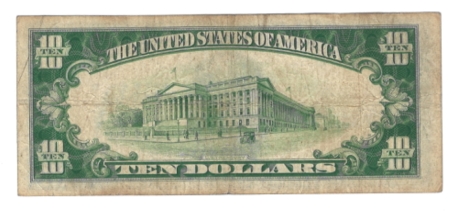 New Store Items 1928 $10 GOLD CERTIFICATE, FR-2400, ORIGINAL VF, SMALL MARGIN TEAR @ 9:00