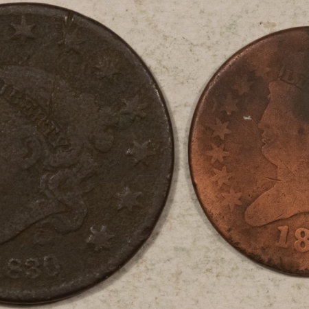 New Store Items 1809 HALF CENT, 1830 LARGE CENT, LOT OF 2 – FILLERS