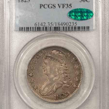 CAC Approved Coins 1825 CAPPED BUST HALF DOLLAR – PCGS VF-35 ORIGINAL PREMIUM QUALITY CAC APPROVED!