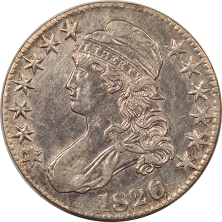 New Store Items 1826 CAPPED BUST HALF DOLLAR – ABOUT UNCIRCULATED+ DETAILS BUT CLEANED!
