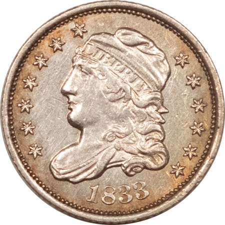 U.S. Uncertified Coins 1833 CAPPED BUST HALF DIME – HIGH GRADE EXAMPLE & FLASHY, SEMI PROOFLIKE!