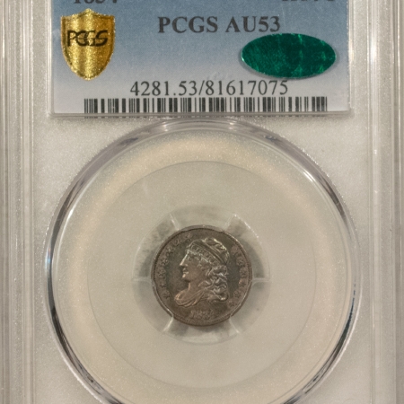 CAC Approved Coins 1834 CAPPED BUST HALF DIME – PCGS AU-53, AWESOME COLOR IN HAND! CAC APPROVED!