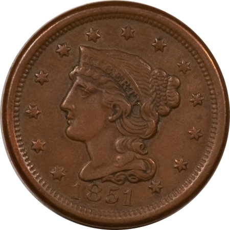 New Store Items 1851 BRAIDED HAIR LARGE CENT – HIGH GRADE EXAMPLE!