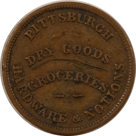 Civil War & Hard Times 1860s CIVIL WAR STORE CARD PITTSBURGH, PA, DRY GOODS, F765R-3a R-2, XF W SCRATCH