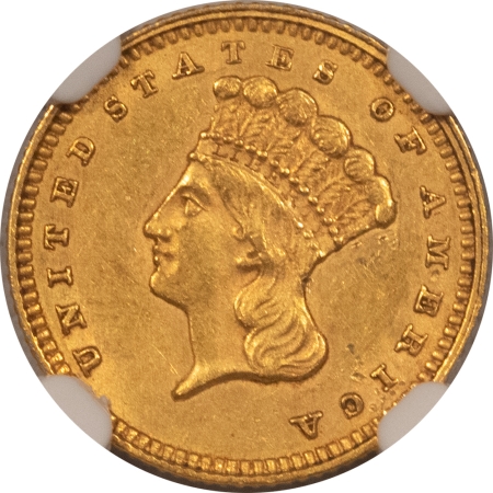 $1 1862 $1 GOLD DOLLAR – NGC MS-61, CIVIL WAR DATE!