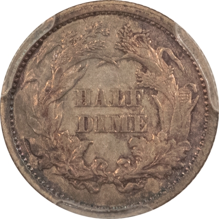 Liberty Seated Half Dimes 1866 SEATED LIBERTY HALF DIME – PCGS AU-55, RARE LOW MINTAGE DATE!