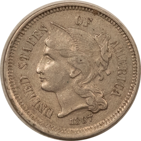 New Store Items 1867 THREE CENT NICKEL – NICE WHOLESOME HIGH GRADE EXAMPLE!