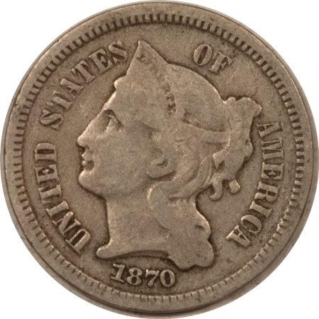 New Store Items 1870 THREE CENT NICKEL – PLEASING CIRCULATED EXAMPLE!