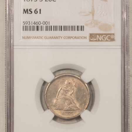 New Certified Coins 1875-S TWENTY CENT PIECE – NGC MS-61, SMOOTH