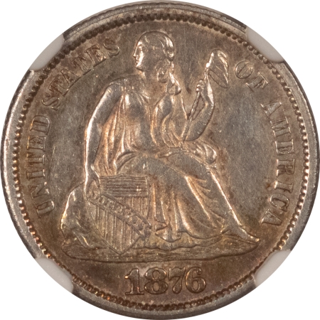 Liberty Seated Dimes 1876-CC LIBERTY SEATED DIME – NGC AU-55, CARSON CITY!