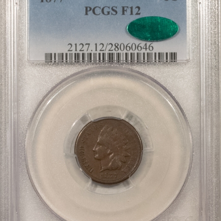 CAC Approved Coins 1877 INDIAN CENT – PCGS F-12, PERFECT KEY-DATE, CAC APPROVED!