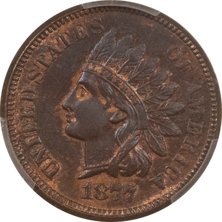 Indian 1877 INDIAN CENT PCGS MS-62 BN CAC, FRESH PREMIUM QUALITY & CHOICE KEY DATE!