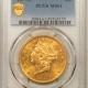 $20 1857-S TYPE 1 $20 LIBERTY GOLD DOUBLE EAGLE – PCGS AU-53, POPULAR DATE!