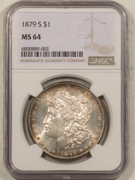 Morgan Dollars 1879-S $1 MORGAN DOLLAR – NGC MS-64, PRETTY & SEMI PROOFLIKE!