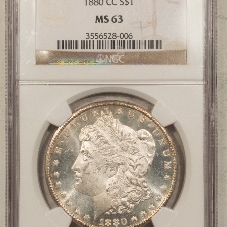 Morgan Dollars 1880-CC $1 MORGAN DOLLAR – NGC MS-63, BLAST WHITE! CARSON CITY!