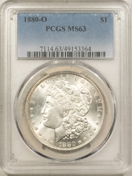 Morgan Dollars 1880-O $1 MORGAN DOLLAR – PCGS MS-63, BLAST WHITE & WELL-STRUCK