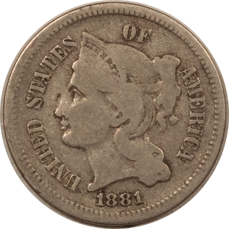 New Store Items 1881 THREE CENT NICKEL – PLEASING CIRCULATED EXAMPLE!