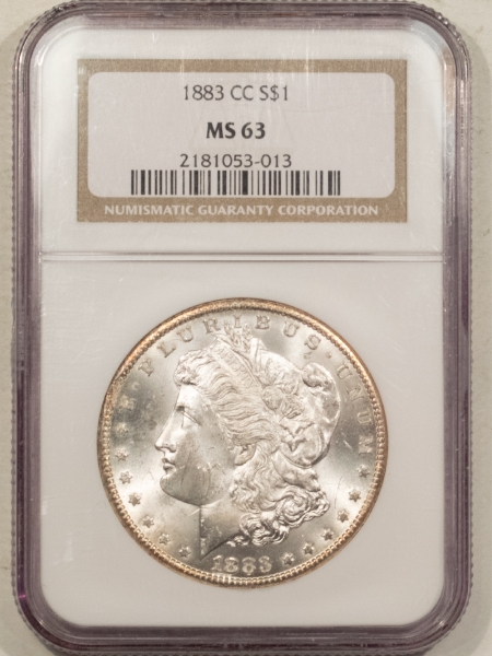 Morgan Dollars 1883-CC $1 MORGAN DOLLAR – NGC MS-63, BLAST WHITE! CARSON CITY!