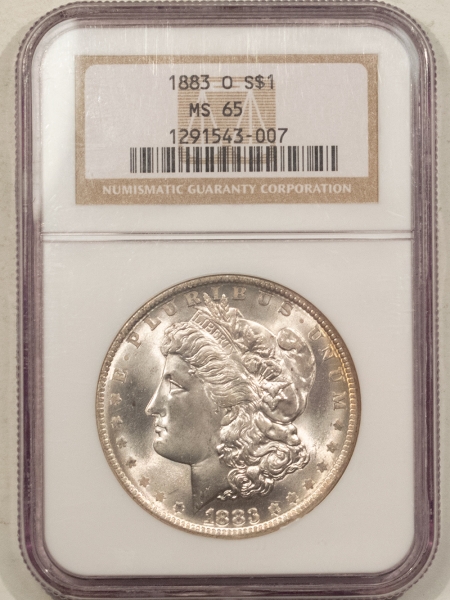 Morgan Dollars 1883-O $1 MORGAN DOLLAR – NGC MS-65, BLAST WHITE! PREMIUM QUALITY++!