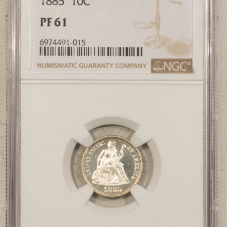 Liberty Seated Dimes 1885 PROOF LIBERTY SEATED DIME – NGC PF-61, PREMIUM QUALITY! LOOKS CAMEO!