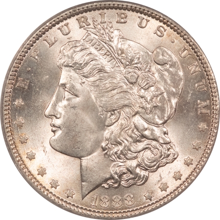 Morgan Dollars 1888 $1 MORGAN DOLLAR – PCGS MS-64, WHITE! OLD GREEN HOLDER! PREMIUM QUALITY!