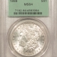 Morgan Dollars 1889 $1 MORGAN DOLLAR – PCGS MS-64, WHITE! OLD GREEN HOLDER! PREMIUM QUALITY!