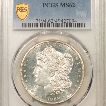 Morgan Dollars 1889-S $1 MORGAN DOLLAR – PCGS MS-62, BLAST WHITE! SEMI PROOFLIKE!