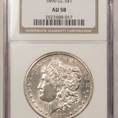Morgan Dollars 1890-CC $1 MORGAN DOLLAR – NGC AU-58, WHITE & LOOK UNCIRCULATED! CARSON CITY!