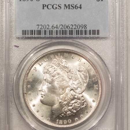 Morgan Dollars 1890-S $1 MORGAN DOLLAR – PCGS MS-64, BLAST WHITE & PREMIUM QUALITY!