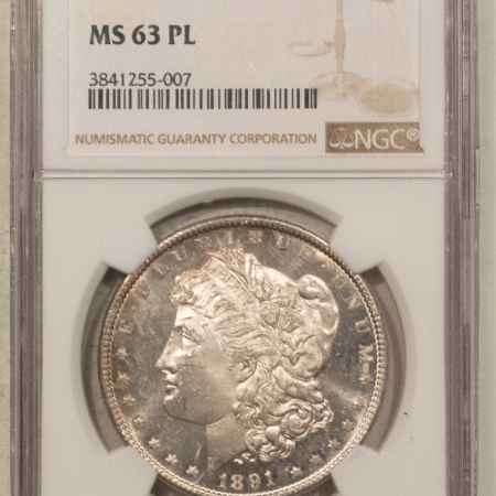 Morgan Dollars 1891-CC $1 MORGAN DOLLAR NGC MS-63 PL, PROOFLIKE, TOUGH & ATTRACTIVE CARSON CITY
