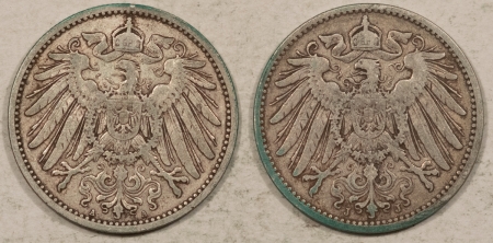 World Certified Coins 1901-A, 1902-J GERMANY 1 MARK, LOT/2 – HIGH GRADE CIRC EXAMPLE!