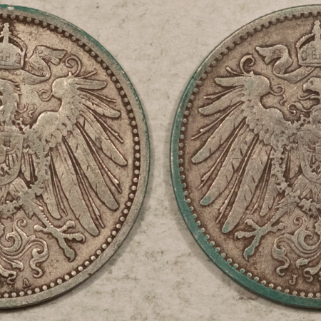 World Certified Coins 1901-A, 1902-J GERMANY 1 MARK, LOT/2 – HIGH GRADE CIRC EXAMPLE!