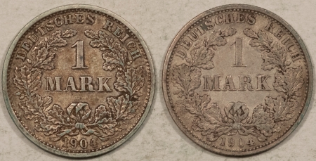 New Store Items 1904 D&F GERMANY 1 MARK KM14, LOT OF 2 – HIGH GRADE CIRCULATED EXAMPLES!