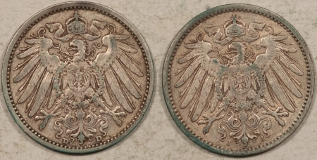 World Certified Coins 1906-D, 1907-J GERMANY 1 MARK, LOT/2 – HIGH GRADE, NEARLY UNC, LOOKS CHOICE!