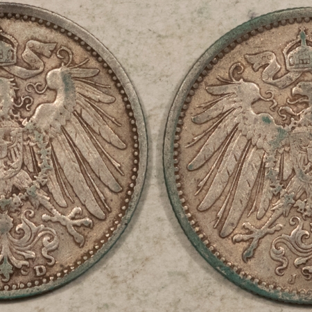 World Certified Coins 1906-D, 1907-J GERMANY 1 MARK, LOT/2 – HIGH GRADE, NEARLY UNC, LOOKS CHOICE!