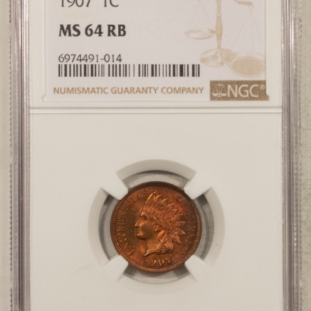 Indian 1907 INDIAN CENT – NGC MS-64 RB, PRETTY & PREMIUM QUALITY!